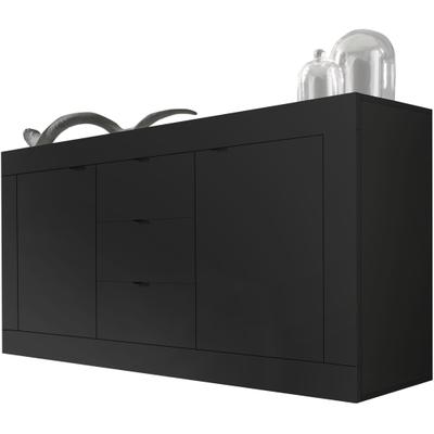 Sideboard HOME AFFAIRE "Basic", schwarz (schwarz matt melamin), B:160cm H:86cm T:43cm, Sideboards, Sideboard, Breite 160 cm, 2 Türen 3 Schubkästen