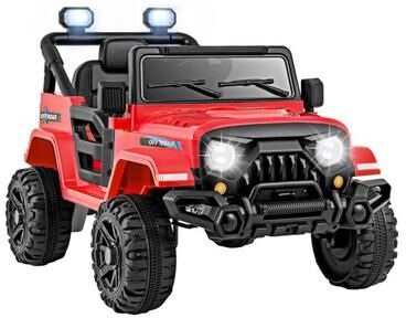 Costway 12V Kids Ride on Truck Car with Remote Control Threaded Wheels and 3 Speeds-Red