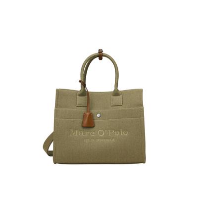 Shopper "Mara", Damen, Gr. B/H/T: 32cm x 27cm x 16cm, khaki, Canvas, MARC O'POLO ACCESSORIES, unifarben, Taschen Shopper, Schultertasche, Henkeltasche mit Lederanhänger