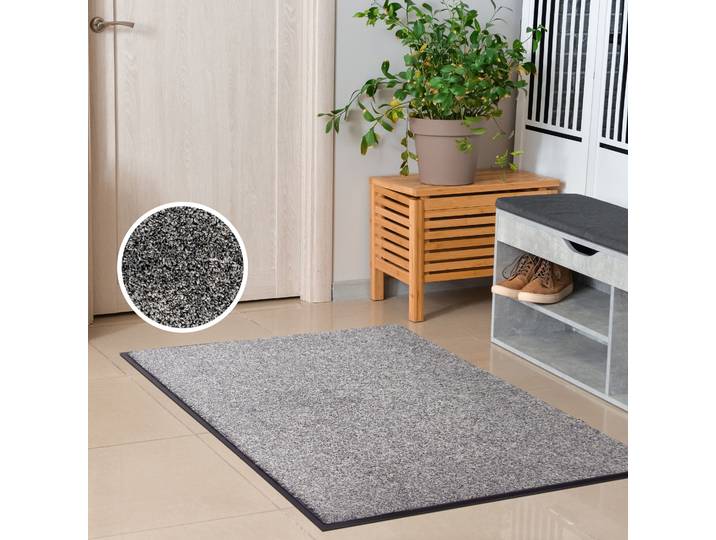 Fussmatte GOODPRODUCT Vianne, Schmutzfangmatte Indoor, für Hausflur und Eingangsbereiche , grau, B:80cm H:10mm L:120cm, Kunstfaser, Teppiche, Fussmatte, Eingangsmatte, rutschfeste Unterseite, meliert, waschbar