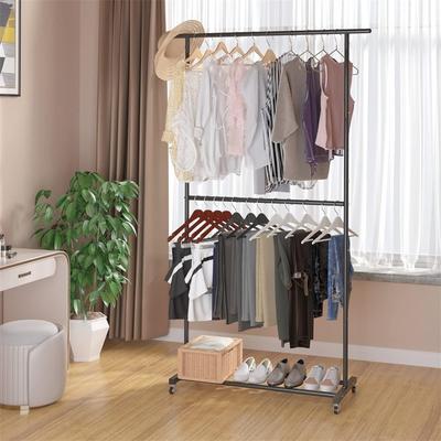 No "Double Rod Clothing Garment Rack - 47.24""D x 16.73""W x 78.74""H"