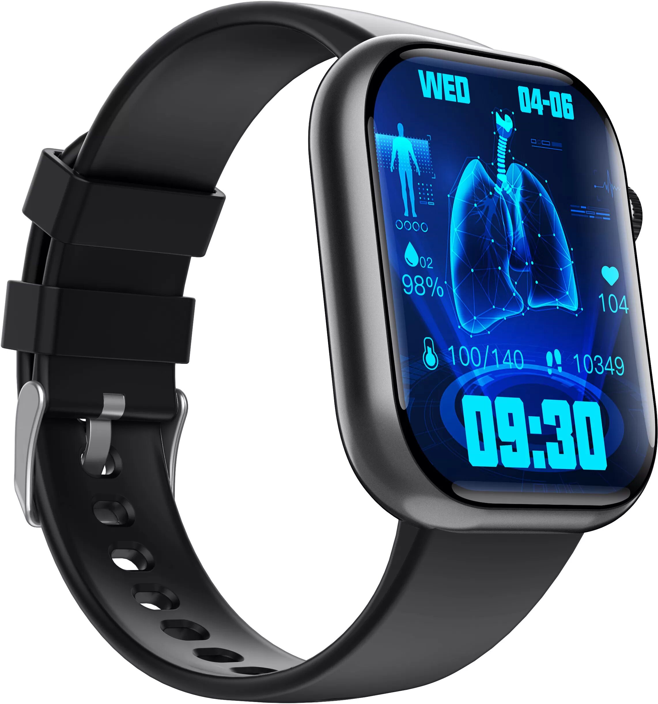 INF Intelligente EKG-Uhr, Herzfrequenzmesser, Fitness-Tracker, mit mehreren Sportmodi Schwarzes Silikonarmband