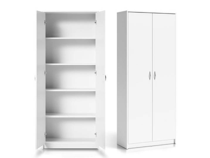 Armoire polyvalente 4 étagères - Dimensions 74x35x180cm - Armoire de bureau 5 niches - Meuble de rangement - Blanc