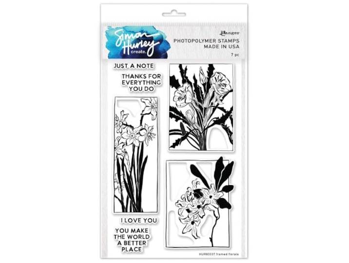 Simon Hurley create. Clear Stamps 6 X9 -Framed Florals