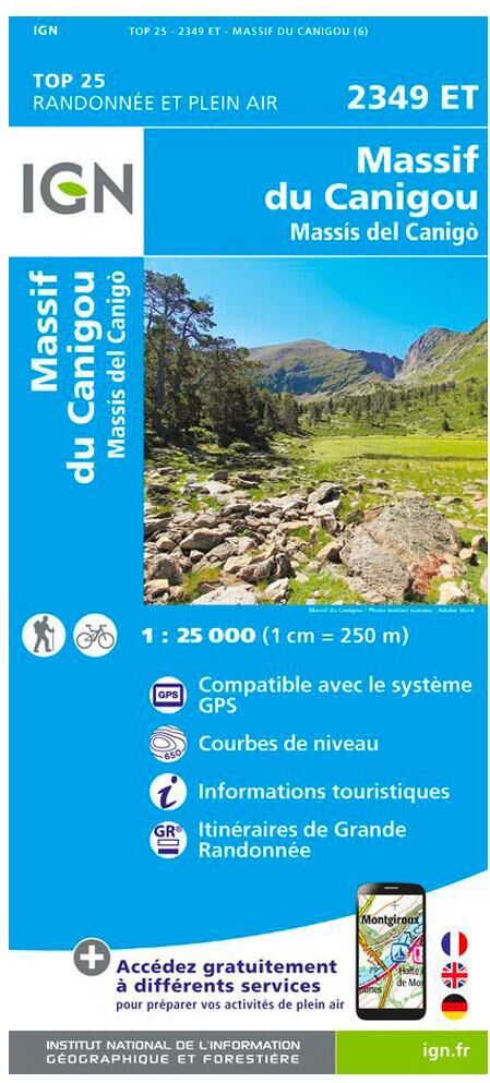 IGN  - 2349ET Massif du Canigou - Carte