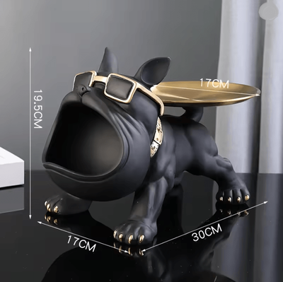 Inspire Essentials Bulldog Figurine Home Decor Resin Dog Statue With Storage Box black