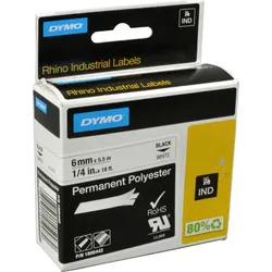 Dymo Label Band IND 1805442 schwarz auf weiß 6mm x 5,5m Polyester permanent
