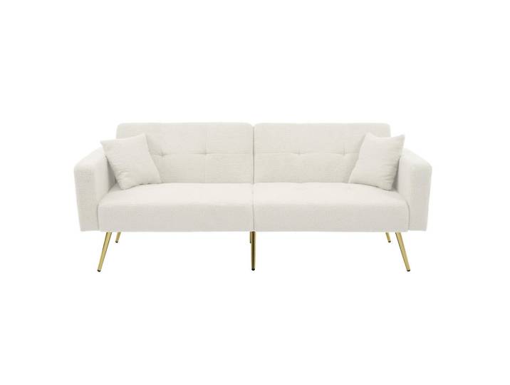 Oxeza Schlafsofa 175/64/72 cm Weiß Wollstoff mit Kissen und seitlichen Aufbewahrungstaschen, Mode, Rechteckig, 64x72x175 cm, Babymöbel & Kindermöbel, Kinderzimmer & Jugendzimmer, Schlafsofas