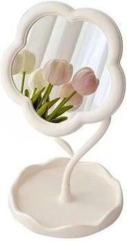 Uplifted Goods Stylish Flower Desktop Mirror For Home And Dorm Decor white
