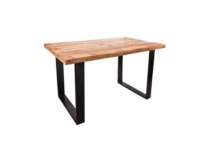 Esstisch IRON CRAFT 140cm - schwarz natur - Mangoholz - 6-Sitzplätze Massiv, Handarbeit, hochwertig, höhenverstellbare Füße, für Esszimmer, Unikat, Industrial Design, Eisengestell