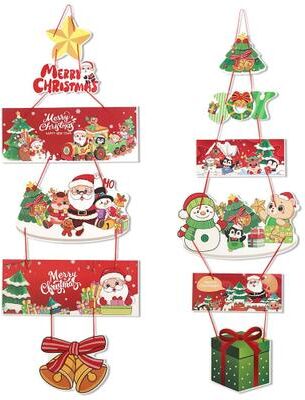 Uplift Treasures 2pcs Santa Snowman Christmas Door Hanging Banner Decor c