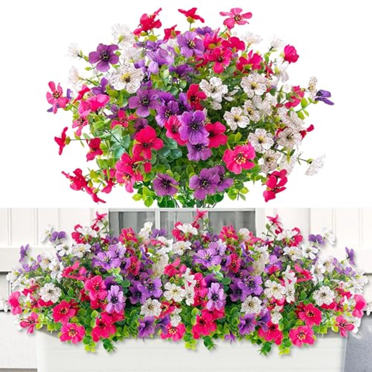 6 Bundels Weerbestendige Kunstbloemen voor Balcon en Tuin - Levensecht en Kleurecht