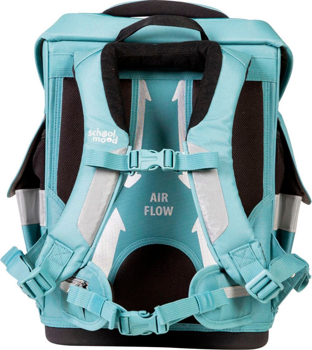 Schulranzen SCHOOL-MOOD "Timeless Pro", Kinder, Gr. B/H/T: 36cm x 42cm x 21cm, grau (dolphin), Polyester, Rucksäcke Schulranzen dolphin B/H/T: 36cm x 42cm x 21cm