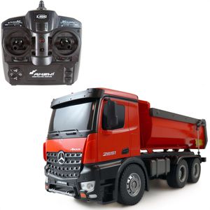 Amewi Baustellenfahrzeug Mercedes-Benz Arocs Kipper, 2,4GHz RTR rot, ferngesteuert, mit Akku & Fernsteuerung, 1:18