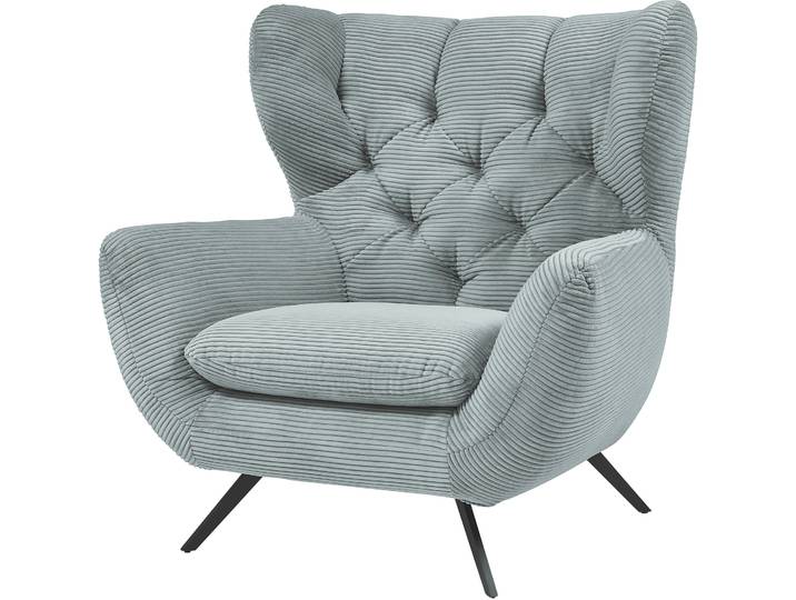 Sessel 3C CANDY Beatrice Ohrensessel mit Knopfheftung im Rücken , blau (bleu), B:100cm H:106cm T:95cm, Samt-Optik (100% Polyester), Sessel, Sessel, bequemer Retro Solitärsessel auch in Cord und Fellimitat