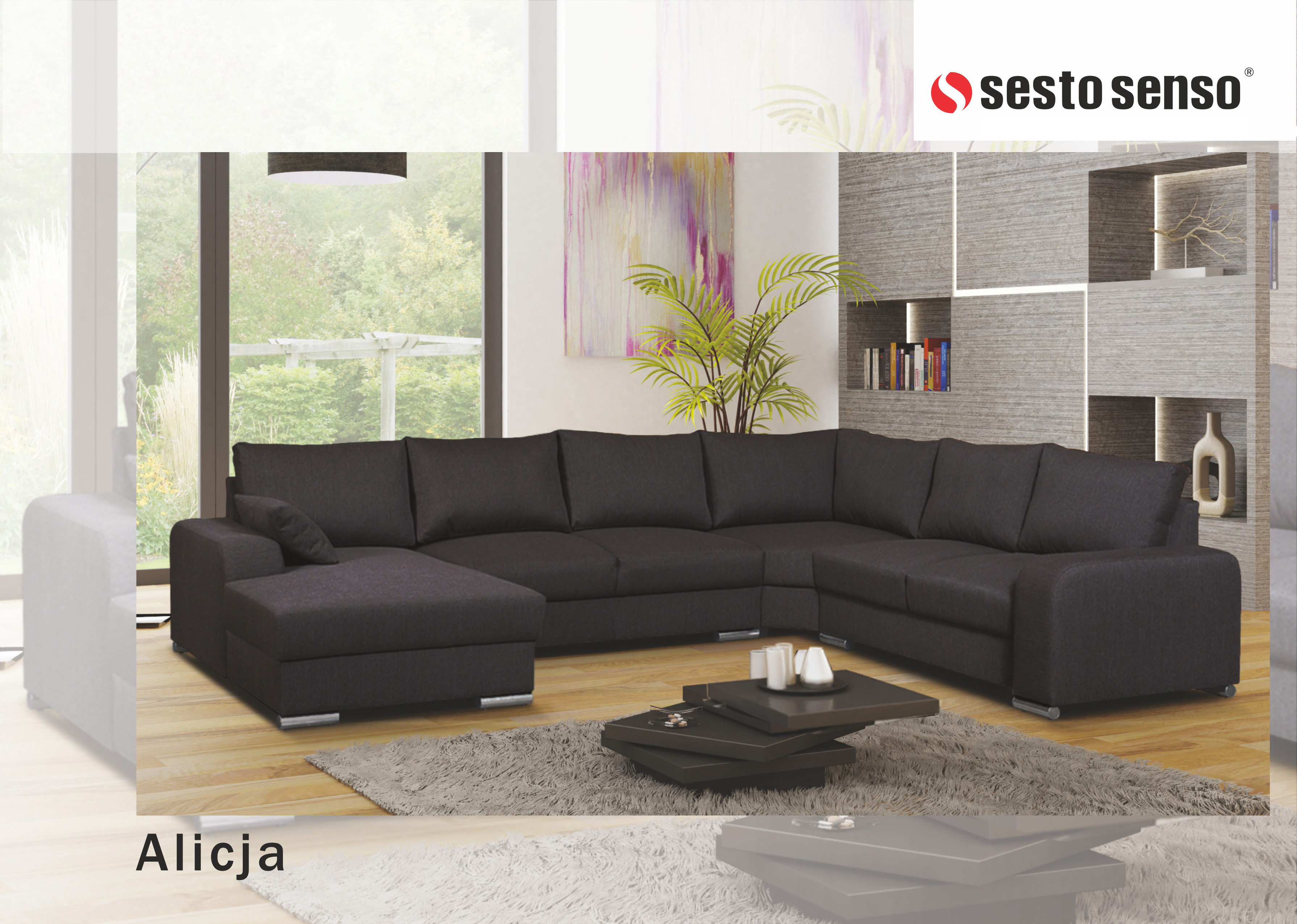 sesto senso Wohnzimmersofa mit Rückenkissen und Chromfüßen - Hochwertiger Stoff - Große Auswahl an Farben - Ecksofa für Wohnzimmer, Wohnzimmercouch - Rechts - Stoff Abriamo 01
