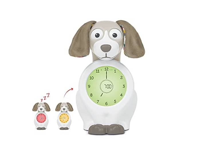 ZAZU Davy The Dog Clock - Sleep Trainer Klok & Nachtlampje voor kinderen Oplichtende wekker Helpt uw kind te leren wanneer het wakker moet worden met visuele indicatoren Instelbare helderheid