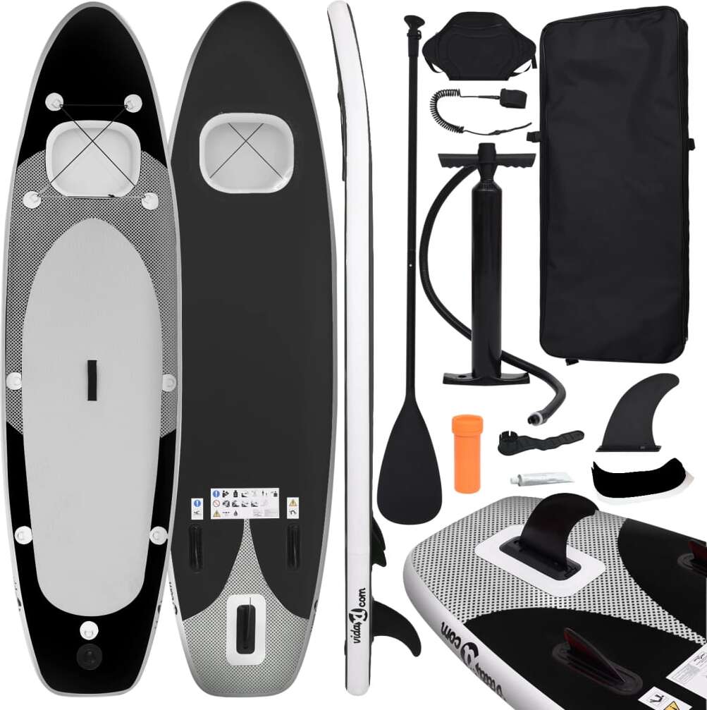 The Living Store SUP-Board-Set Aufblasbar Schwarz 330x76x10 cm