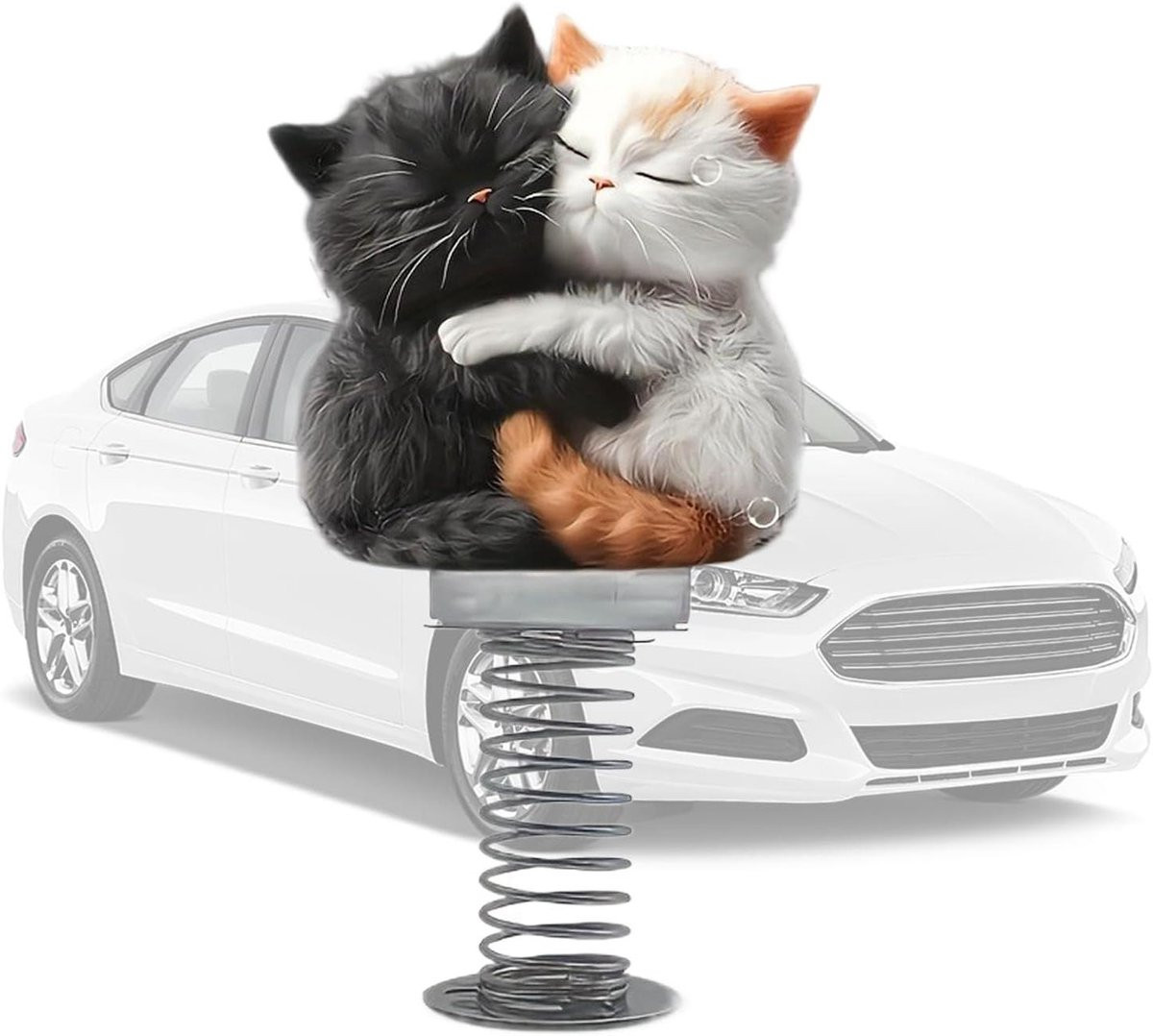 Dashboard Kat Decoratie met Dynamische Beweging - Hoogte: 10.5 cm