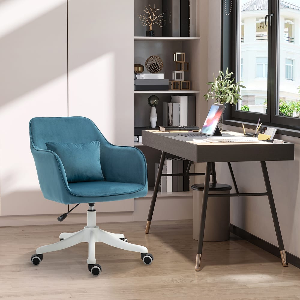 Vinsetto Chaise de bureau massante velours Bleu 55x86x70cm