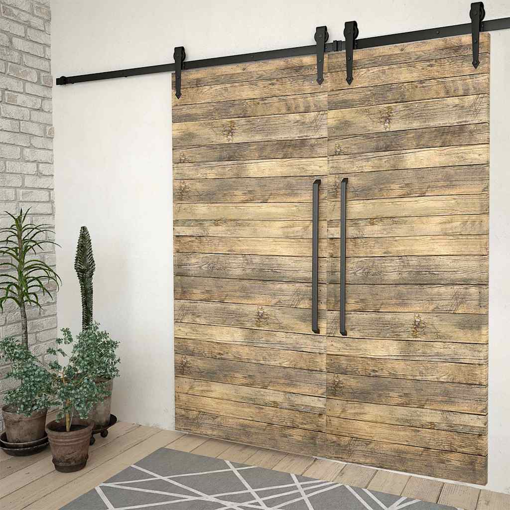 vidaXL Kits de fixation pour porte coulissante 2 pcs 200 cm Acier Noir