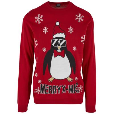 Rundhalspullover URBAN CLASSICS "Urban Classics Christmas Sweater", Herren, Gr. M, rot, 100% Polyacryl, mehrfarbig, normal, Rundhals, Pullover Rundhalspullover