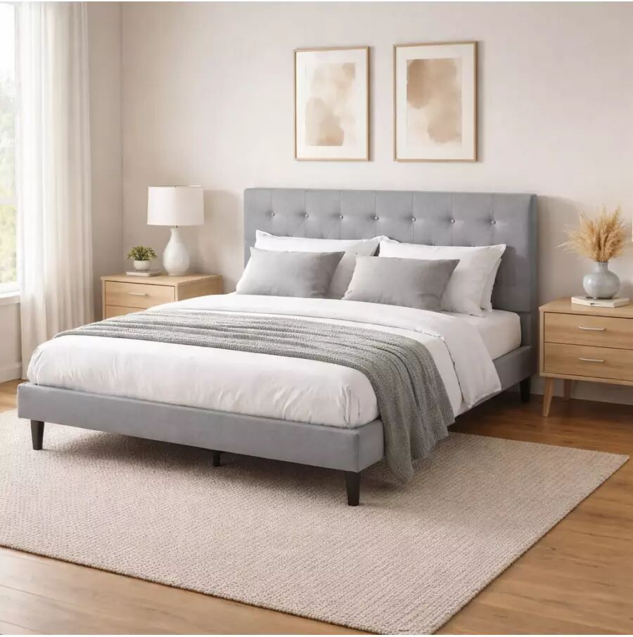BellaHome LETTO MATRIMONIALE PARIGI GRIGIO CHIARO160X200X102