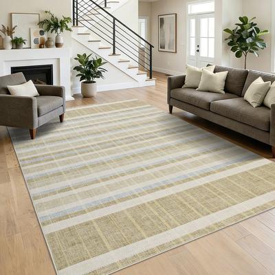 Garvee Classic Plaid Geometric Washable Living Room Rug