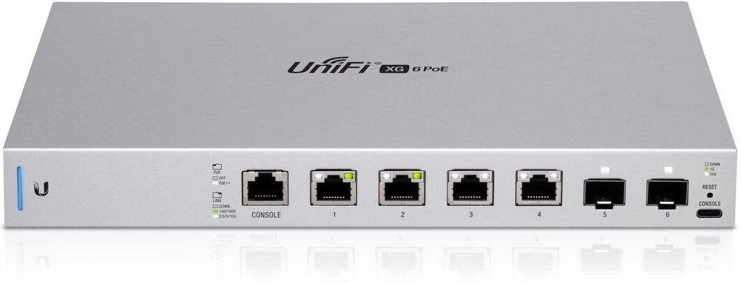 Ubiquiti UniFi Switch XG 6 PoE (US-XG-6POE) 10G 6-Port Layer 3 Managed Switch with 802.3bt PoE++ - 4x 10GbE RJ45, 2x 10G SFP+, 170W PoE Budget
