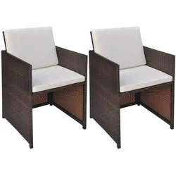 vidaXL Gartenstühle 2 Stk. mit Polstern und Kissen Poly Rattan Braun