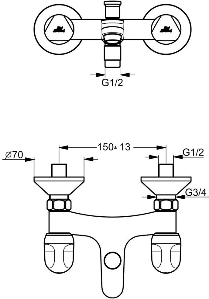 Ideal Standard Bade-Zweigriffarmatur AP