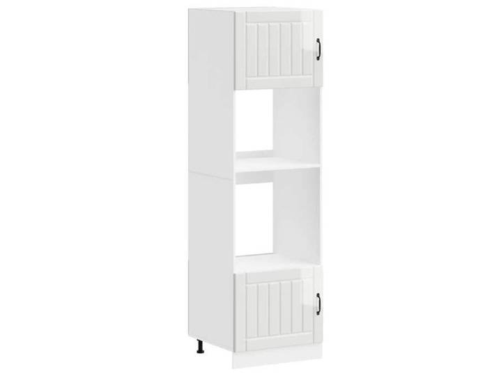 (SOLDE d'été)Armoires de four/Colonne de cuisine - 2 pcs Kalmar - Pieds réglable - blanc brillant bois d'ingénierie Aspect