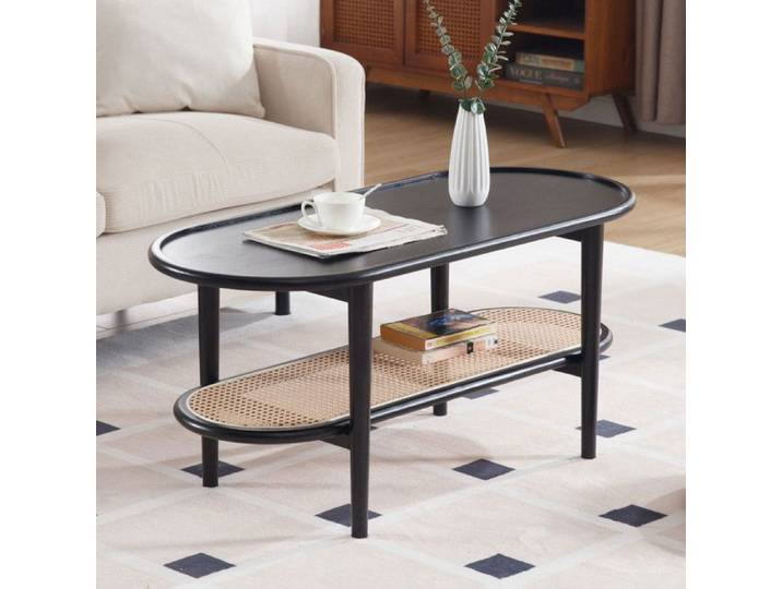 Wahson Table Basse Salon Table Basse Bois avec Rangement Table Basse Moderne et Vintage Table Rétro pour Chambre et Cafés Noyer