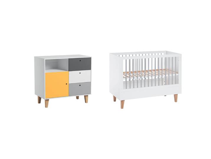 Lit bébé et Commode à langer Vox Concept Jaune