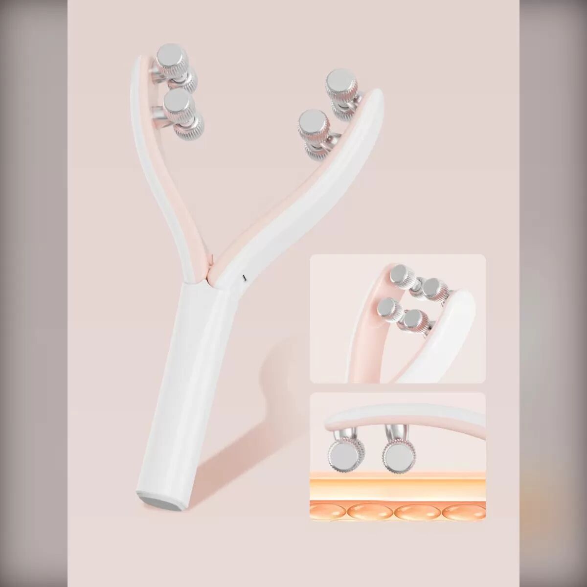 INF Rolling Pulse Gesichtsmassagegerät: EMS-Mikrostrom & Hochfrequenzvibration für V-Gesichtslifting & Hautstraffung Rosa