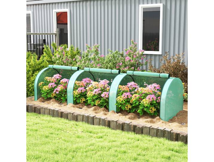 Outsunny Serre Tunnel 3x1x0.8m Acier Plastique Vert