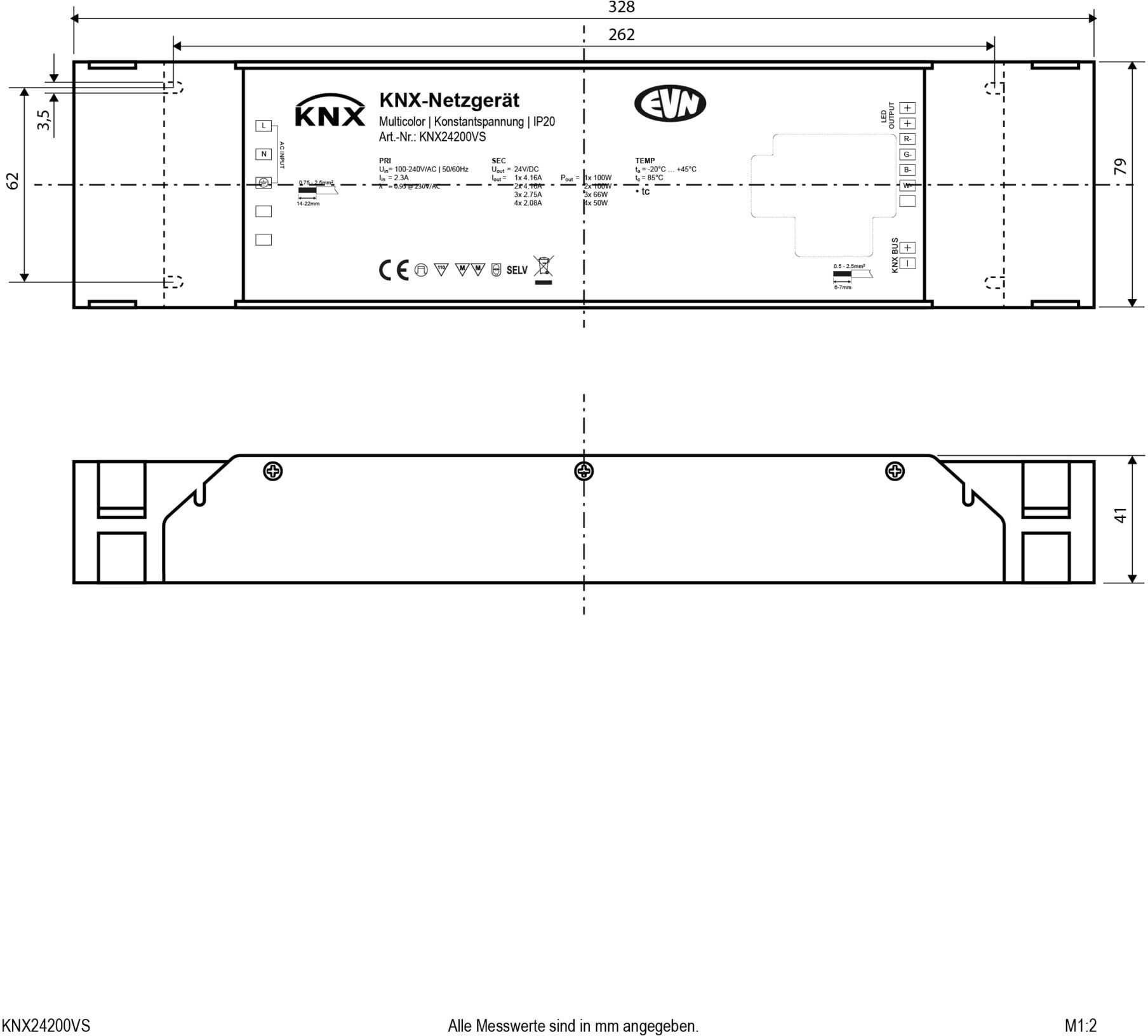 EVN KNX-LED-Steuerung KNX24200VS 4x2,08A 24VDC 4x50W)