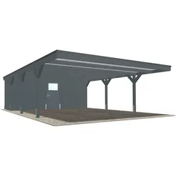 Doppelcarport mit Geräteraum in Anthrazit