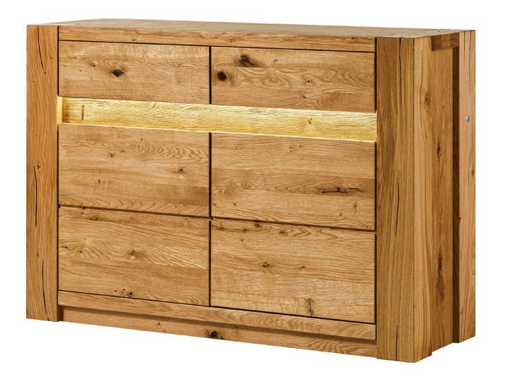 Massivmoebel24 Sideboard KENT (Massivholz), Wildeiche 123x40x85 natur geölt KENT #130