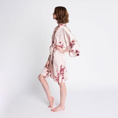 KIM + ONO Crane & Cherry Blossom Kimono Robe - Short   KIM+ONO - rose quartz / one size