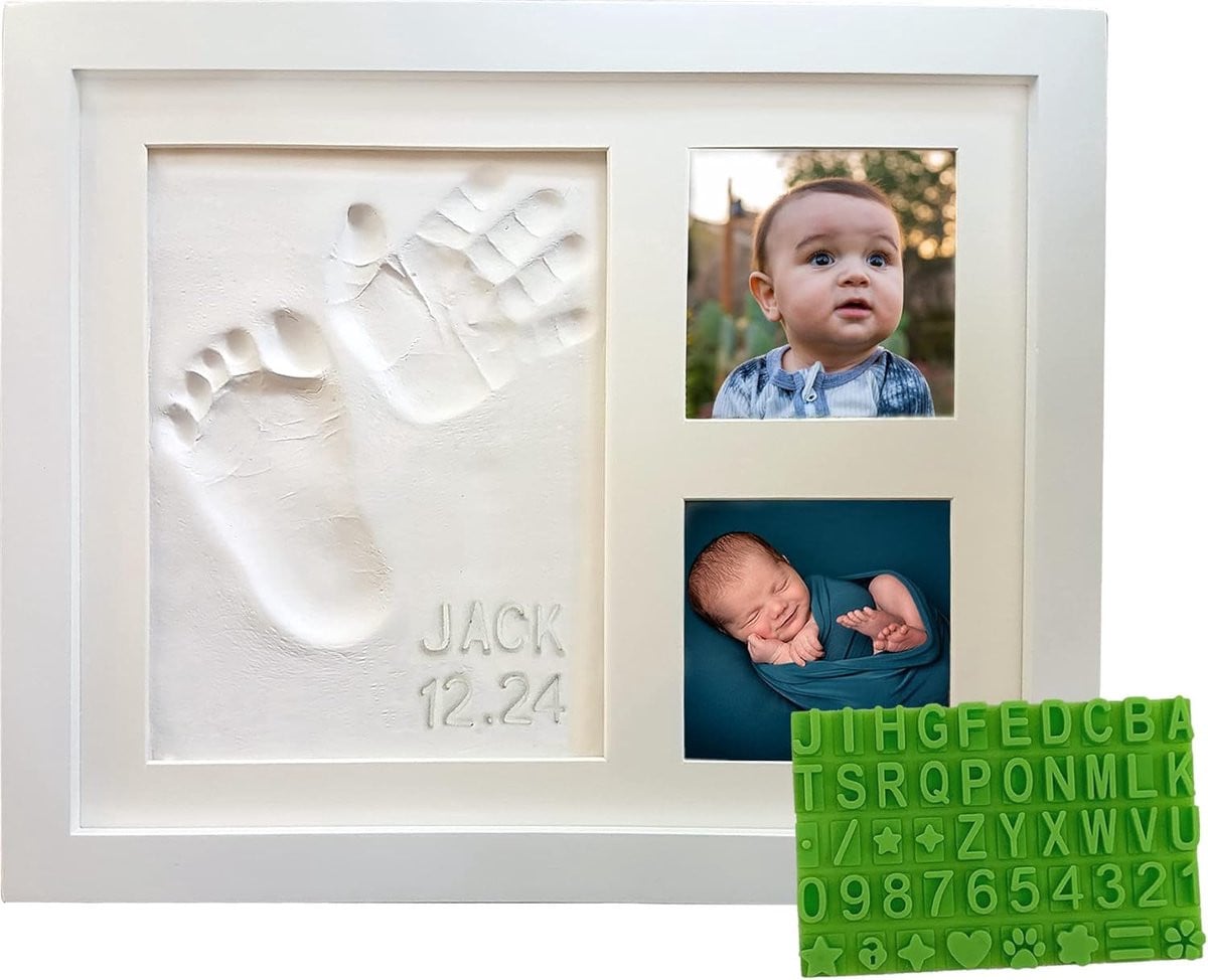 Fotolijst set voor babyafdrukken met klei en sjablonen