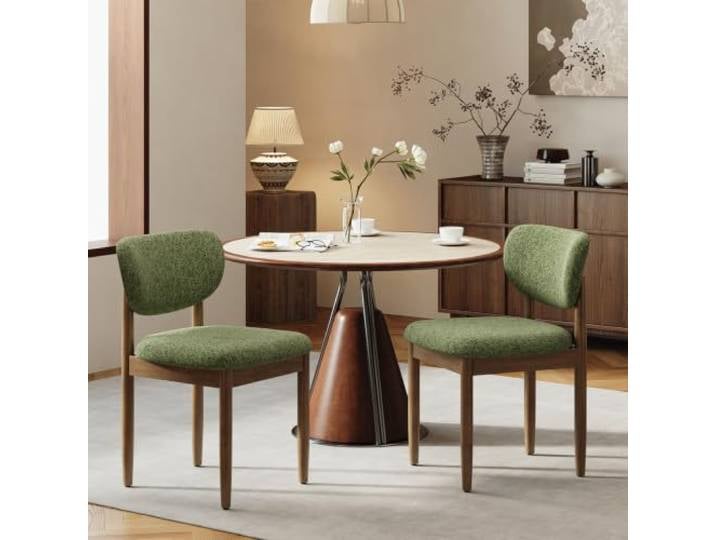 MALOL Moderner Esszimmerstuhle 2er Set, Küchenstuhle mit breiter Rückenlehne und Dicker Polsterung, Massivholz Stühle Esszimmer, Sitzstuhl für Küche Wohnzimmer Haushalt & Café, Grün