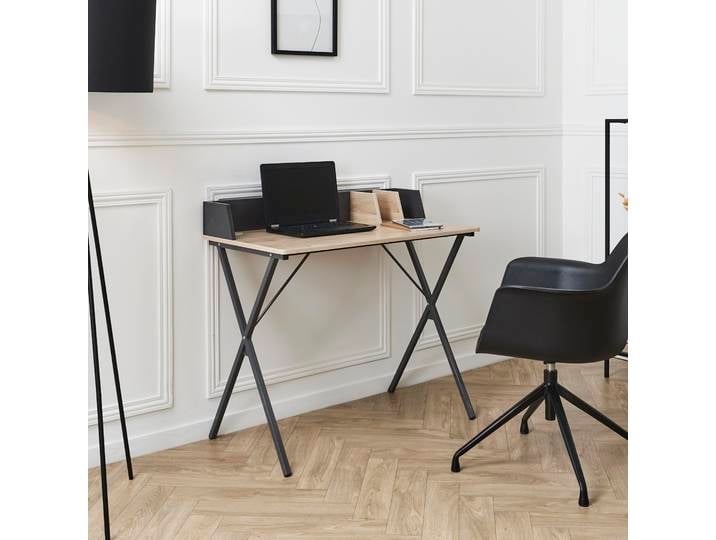 Bureau - HOME DECO FACTORY - Brice - Épuré - Industriel - Gris et marron