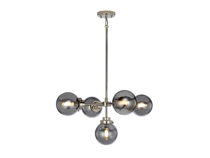 Lustre en acier et verre miroir fumé finition nickel poli