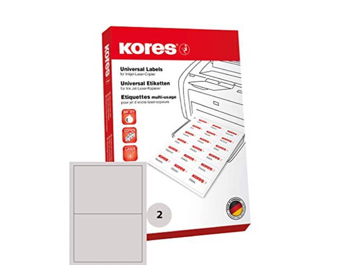 Kores universele etiketten L210148, 210,0 x 148,5mm,100 vellen, wit
