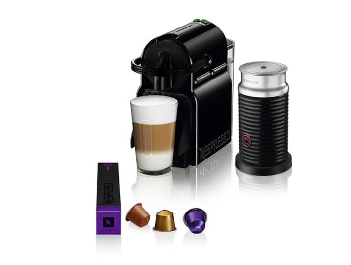 De Longhi Nespresso Inissia EN 80.BAE Kaffeemaschine 19 bar Schwarz Kaffeemaschine inkl. Aeroccino Milchaufschäumer, kompaktes Design, 25 Sek. Aufheizzeit, 2 Tassengrößen, 19 Bar Druck