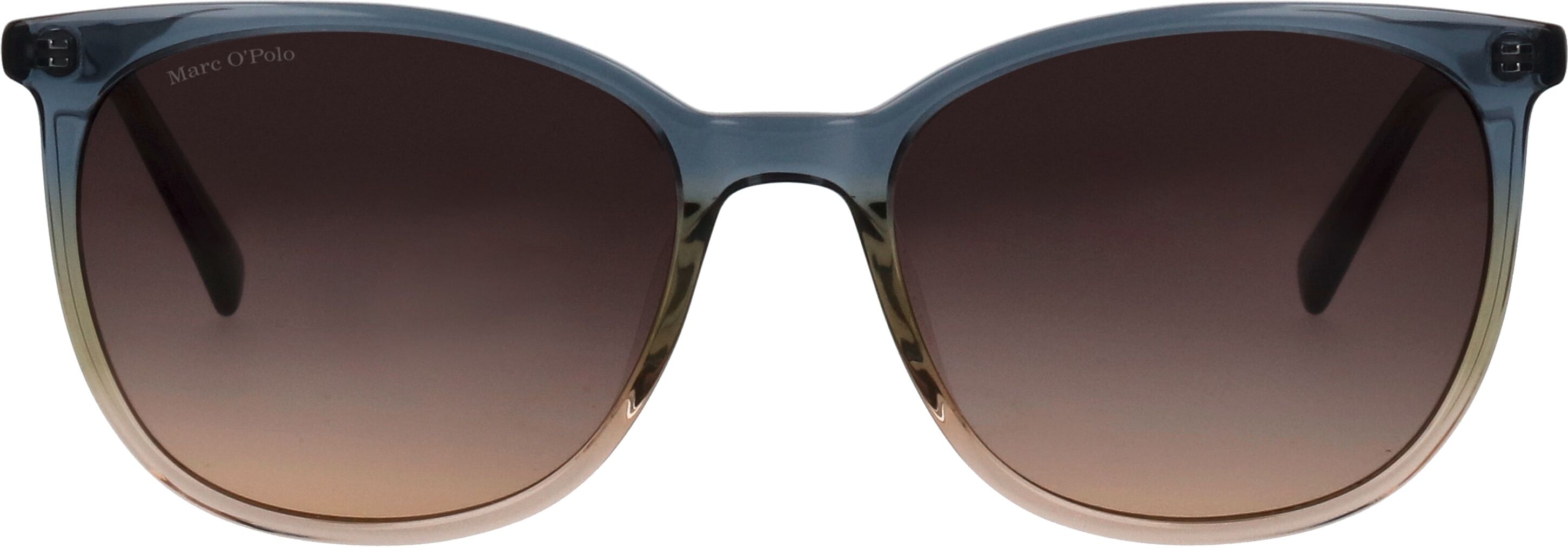 Marc O' Polo Sonnenbrille MARC O'POLO "Modell 506188", Damen, blau, gelb verlauf transparent, durchscheinend, Sonnenbrillen Sonnenbrille, Form Feminin, Logoschriftzug auf Bügel, Kunststofffassung blau, gelb verlauf transparent Einheitsgröße