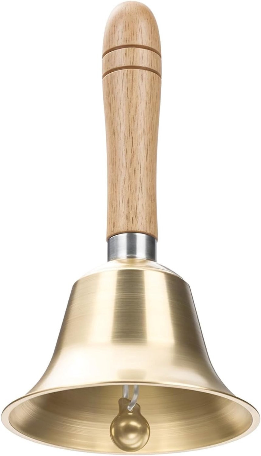 Handbel van metaal met houten handvat