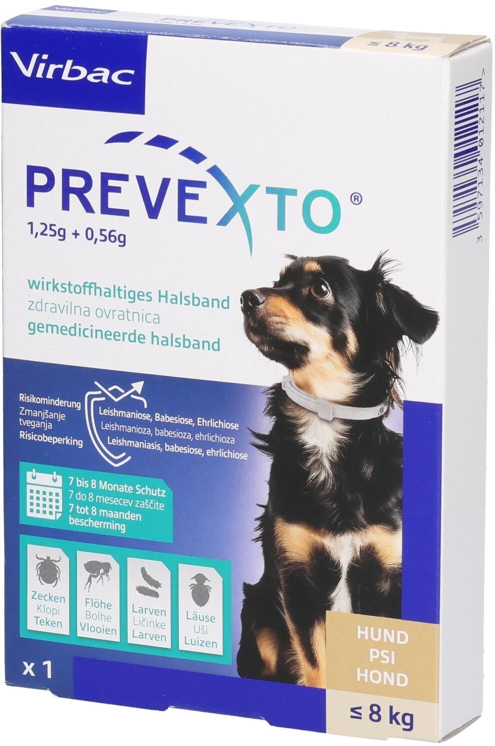 No Brand Prevexto 1,25g+0,56g wst.halt.Halsb.Hunde bis 8kg 1 St Halsband