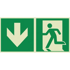 Abtec Hinweisschild ISO 7010 E001+E005 Aluminium, 30 x 15 cm, nachleuchtend, Notausgang